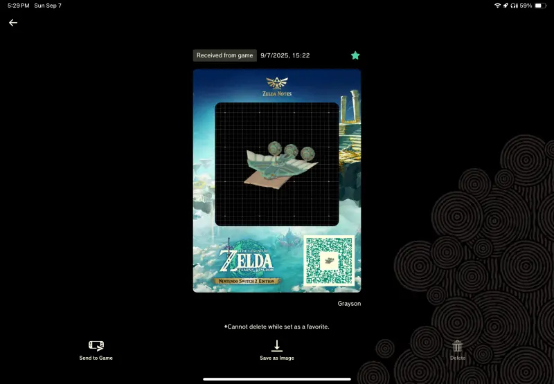 Car + Infinite wing - Zelda TOTK AutoBuild QR Code